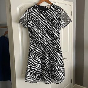 NWOT MICHAEL KORS Black and white flower detailed  cocktail dress